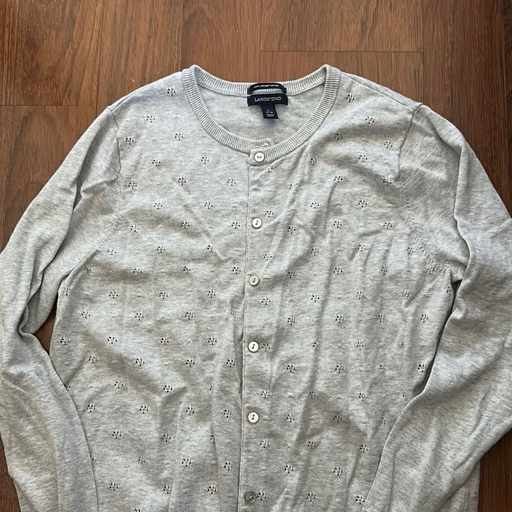 100% supima cotton • lands’ end button up sweater